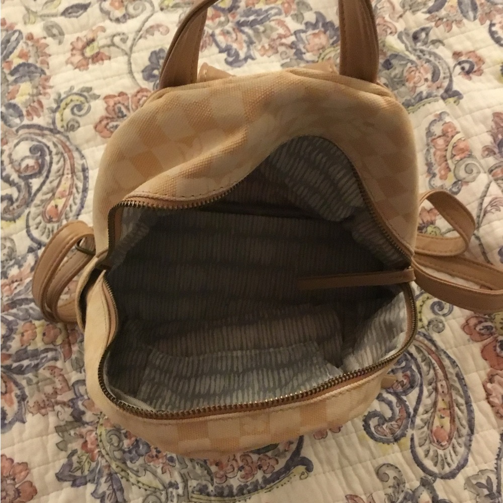 Stylish Tan Checkered Women's Bag